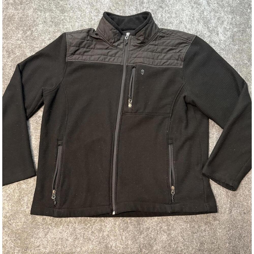 Free Country Men’s Black Jacket Long Sleeve Full Zip Fleece Quilted Size XL